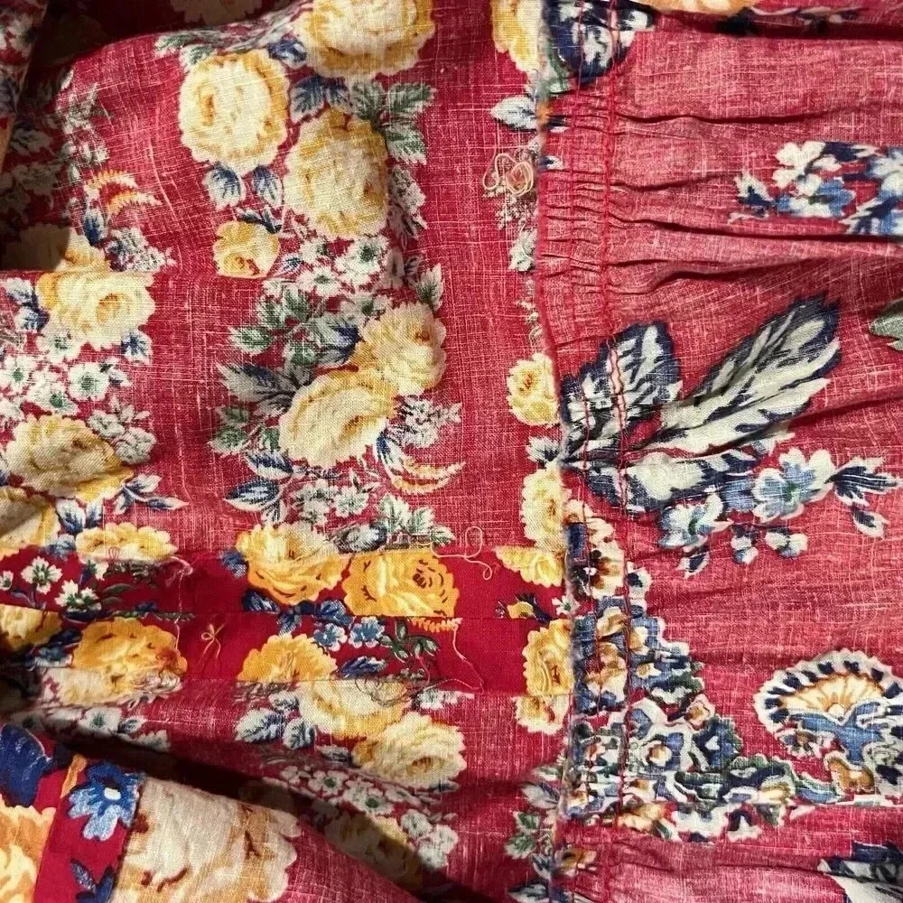 Vintage Womens Floral Handmade Tiered Skirt Waist 26 Cottagecore Prairie Country